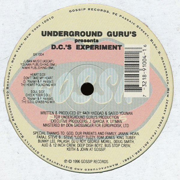 Underground Guru's Presents D.C.'s Experiment : Don't Take My Heart (12")