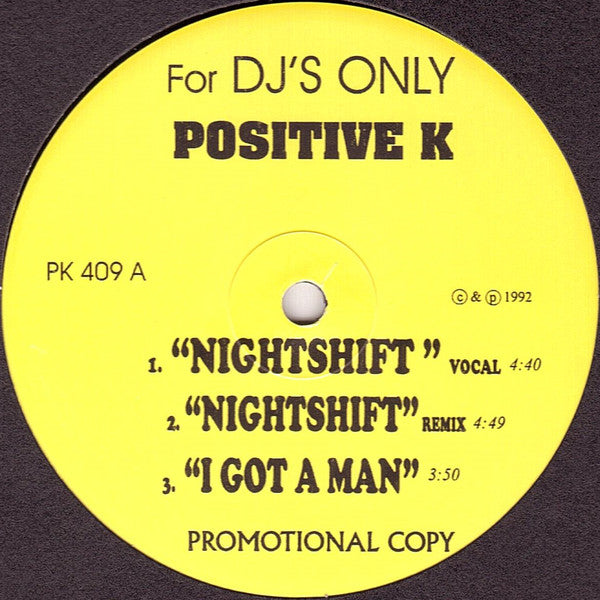 Positive K : Night Shift / Car Hoppers (12", Promo, RP)