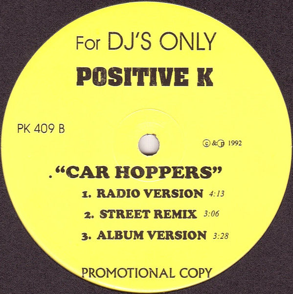 Positive K : Night Shift / Car Hoppers (12", Promo, RP)