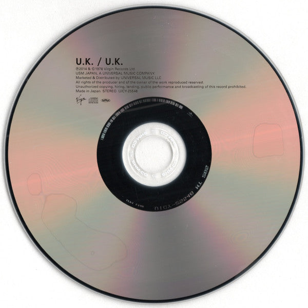 UK (3) : U.K. (CD, Album, RE, RM, SHM)