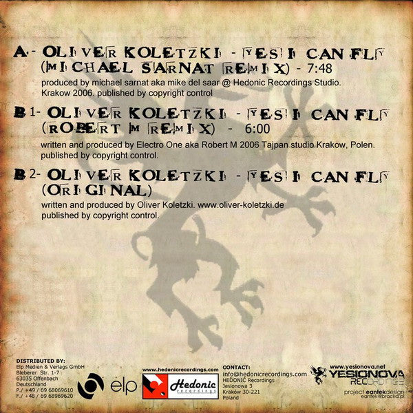 Oliver Koletzki : Yes I Can Fly (12")
