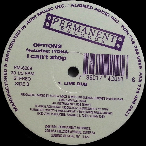 Options Featuring: Iyona : I Can't Stop (12")