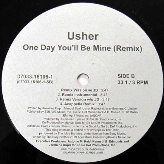 Usher : T.T.P. / One Day You'll Be Mine (Remix) (12", Maxi, Unofficial)
