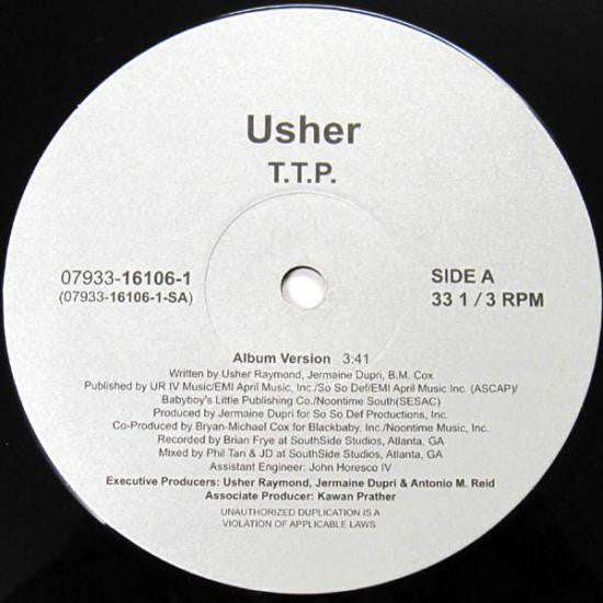 Usher : T.T.P. / One Day You'll Be Mine (Remix) (12", Maxi, Unofficial)