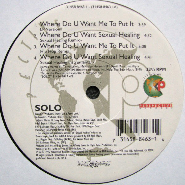 Solo (8) : Where Do You Want Me To Put It (12")