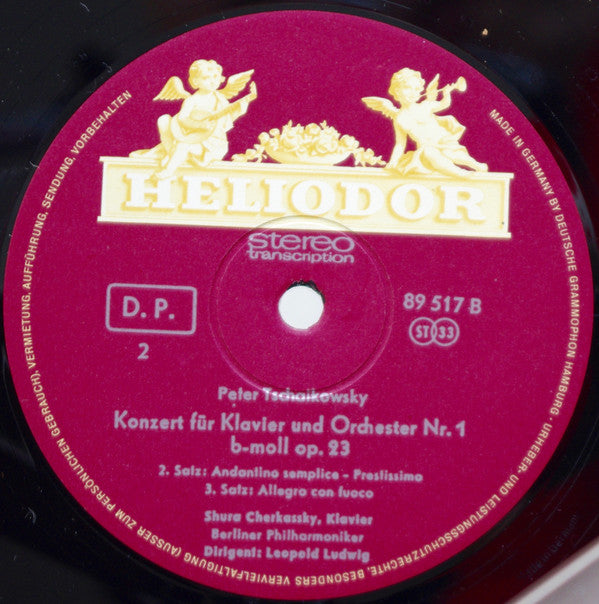 Pyotr Ilyich Tchaikovsky | Shura Cherkassky , Klavier | Berliner Philharmoniker · Dirigent: Leopold Ludwig : Konzert Für Klavier Und Orchester Nr. 1 B-Moll Op. 23 (LP, Album)