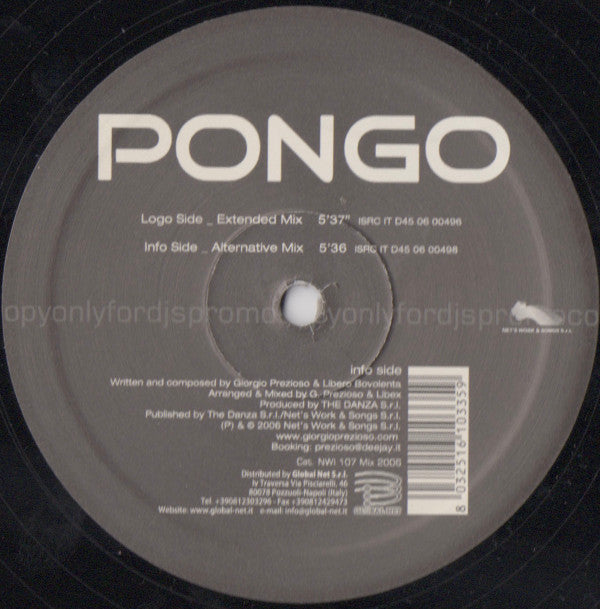 Giorgio Prezioso vs. Libex : Pongo (12", Promo, Red)