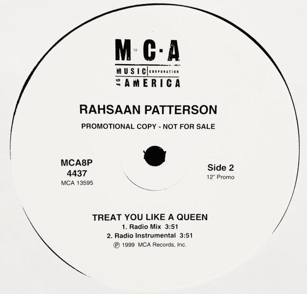Rahsaan Patterson : Treat You Like A Queen (12", Promo)