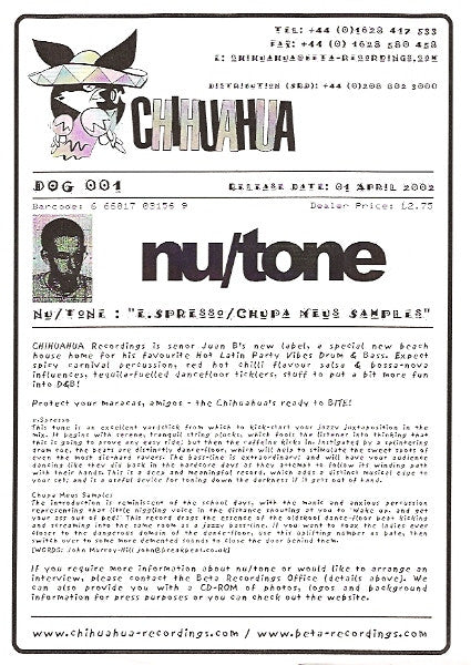 Nu:Tone : e.Spresso / Chupa Meus Samples (12", Promo)