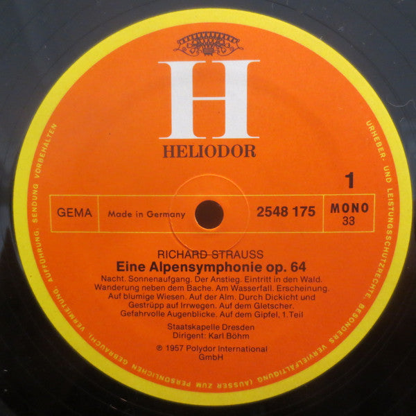 Richard Strauss – Staatskapelle Dresden, Karl Böhm : Eine Alpensinfonie (LP)