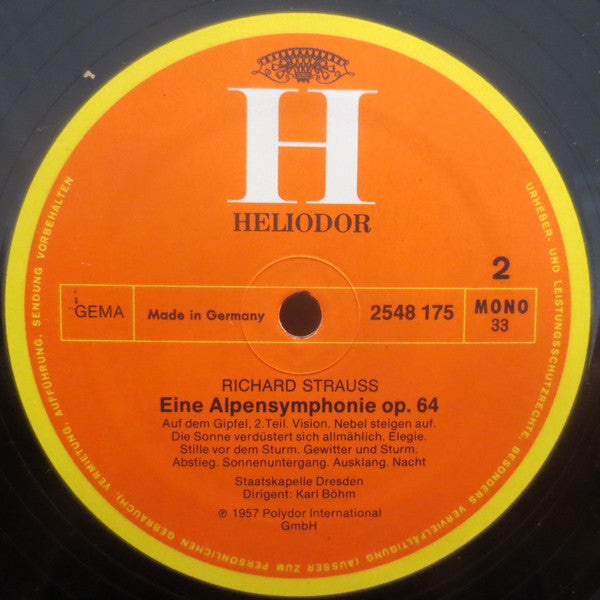 Richard Strauss – Staatskapelle Dresden, Karl Böhm : Eine Alpensinfonie (LP)