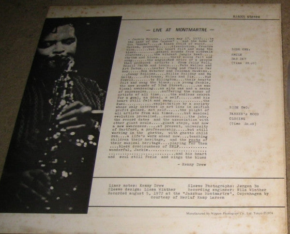 Jackie McLean : Live At Montmartre (LP, Album, RE)