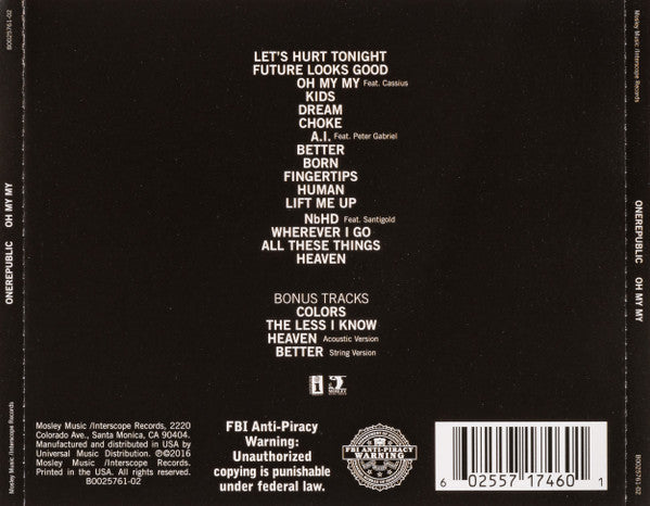 OneRepublic : Oh My My (CD, Album, Tar)