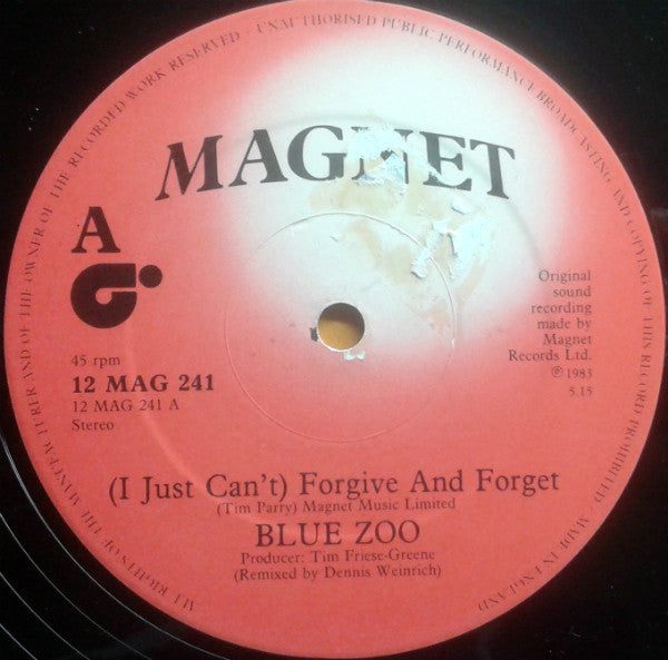 Blue Zoo : (I Just Can't) Forgive And Forget (12", Single)