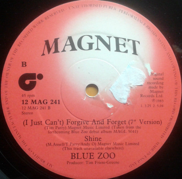 Blue Zoo : (I Just Can't) Forgive And Forget (12", Single)