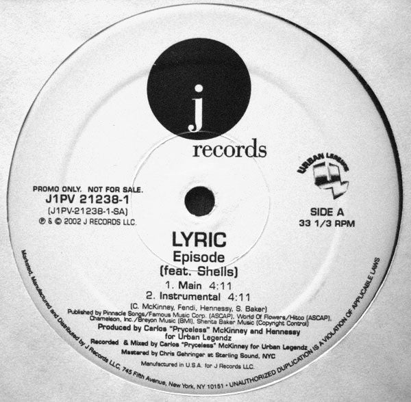 Lyric (4) Feat. Shells : Episode (12", Promo)