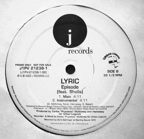 Lyric (4) Feat. Shells : Episode (12", Promo)