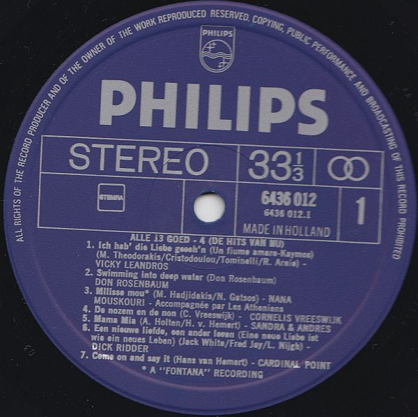 Various : Alle 13 Goed! – 4 – (De Hits Van Nu!) (LP, Comp)