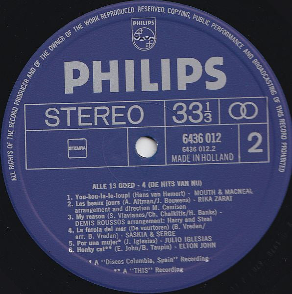 Various : Alle 13 Goed! – 4 – (De Hits Van Nu!) (LP, Comp)