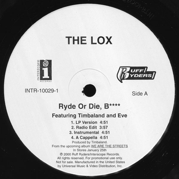 The Lox Featuring Timbaland And Eve (2) : Ryde Or Die, B**** (12", Single, Promo)