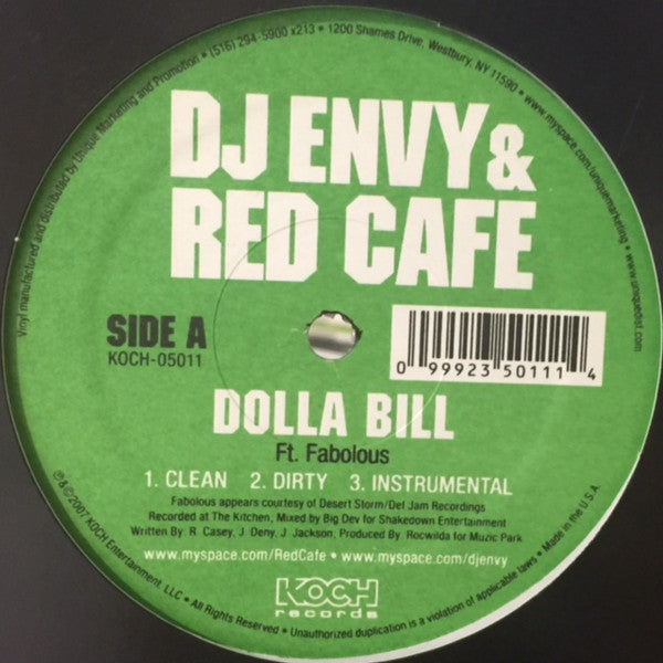 DJ Envy & Red Cafe : Dolla Bill / Things You Do (12")