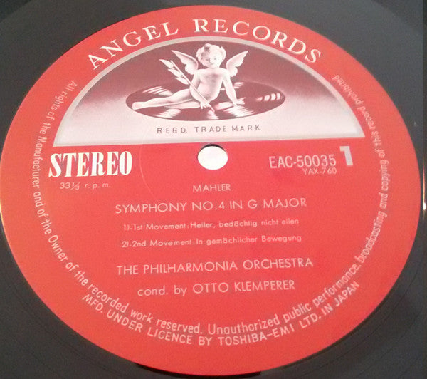 Gustav Mahler / Otto Klemperer / Elisabeth Schwarzkopf : Symphony No. 4 (LP)