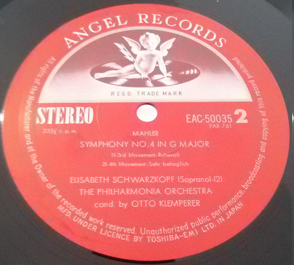 Gustav Mahler / Otto Klemperer / Elisabeth Schwarzkopf : Symphony No. 4 (LP)