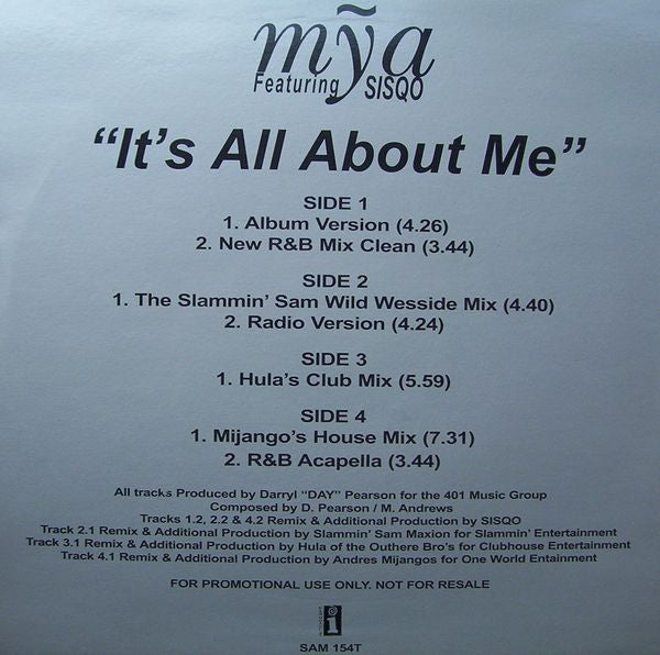 Mya Featuring Sisqo : It's All About Me (2x12", Promo)