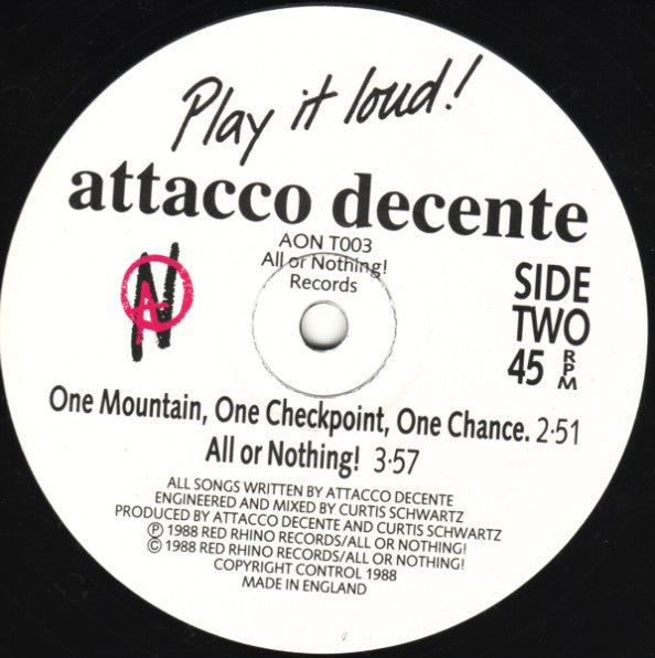 Attacco Decente : The Will Of One (12", Single)