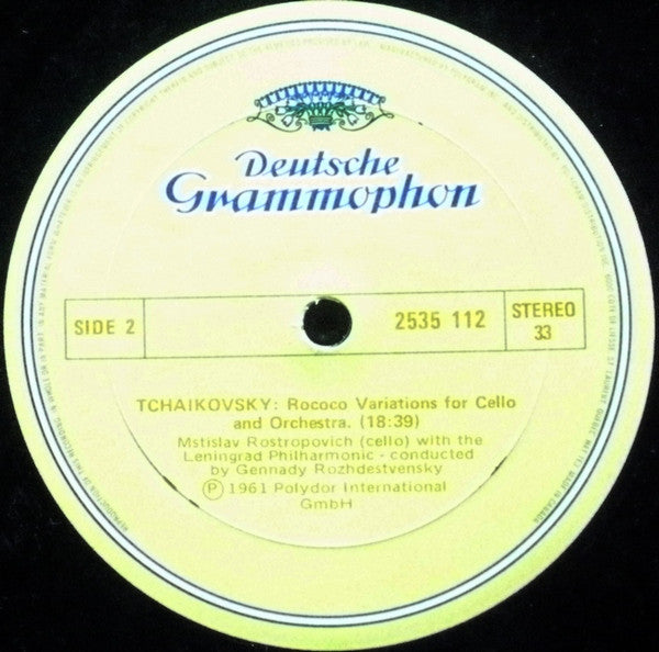 Robert Schumann · Pyotr Ilyich Tchaikovsky - Mstislav Rostropovich · Gennadi Rozhdestvensky, Leningrad Philharmonic Orchestra : Cello Concerto · Rococo Variations (LP, Album, RE)