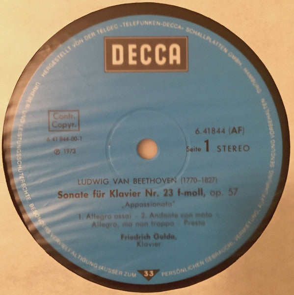 Ludwig van Beethoven, Friedrich Gulda : Appassionata, Waldsteinsonate (LP)