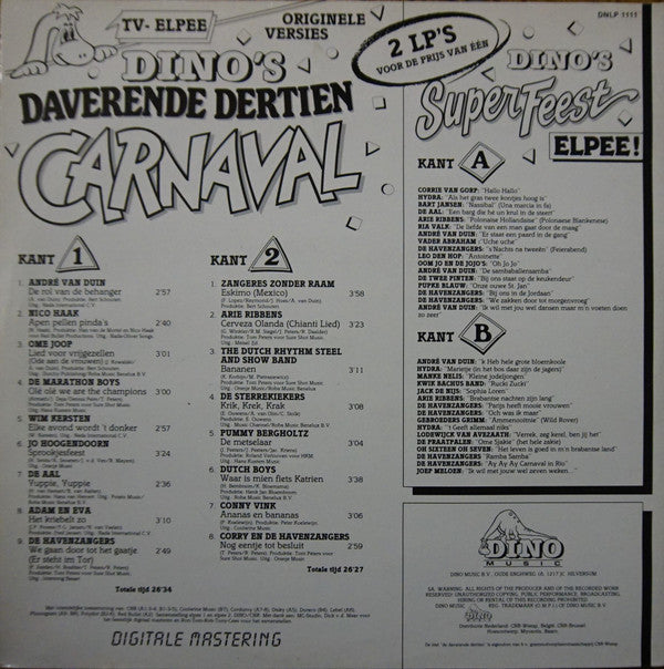 Various : Dino's Daverende Dertien Carnaval + 4 Extra + 1 Elpee Extra (2xLP, Comp)