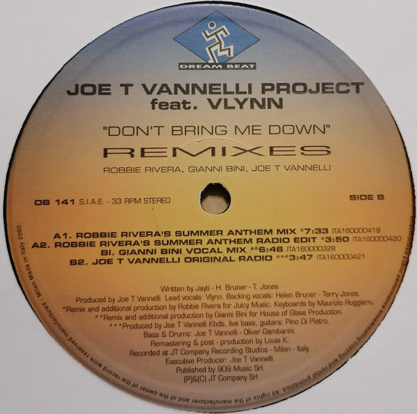 Joe T. Vannelli Project Feat. Vlynn : Don't Bring Me Down (12")