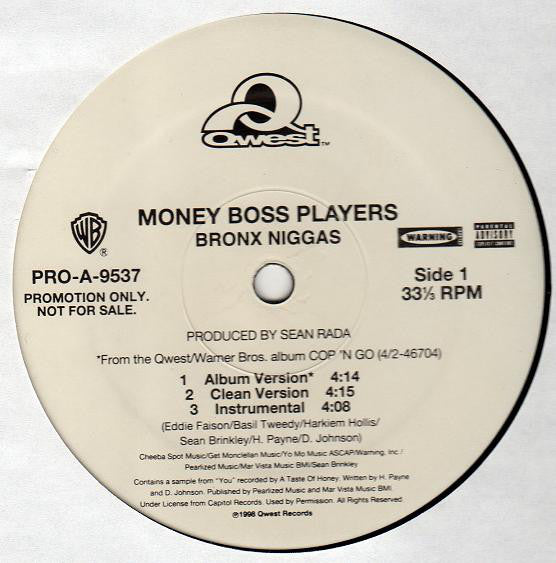 Money Boss Players : Bronx Niggas (12", Promo)