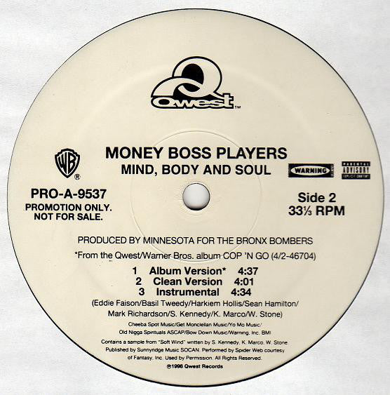 Money Boss Players : Bronx Niggas (12", Promo)