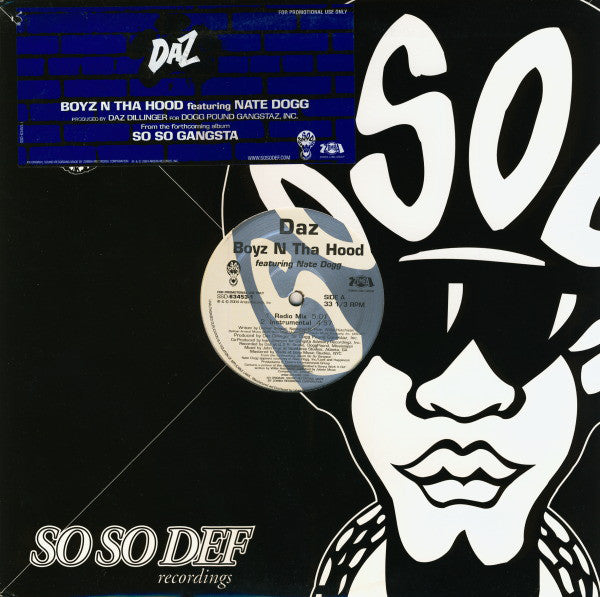 Daz Dillinger Featuring Nate Dogg : Boyz N Tha Hood (12", Promo)