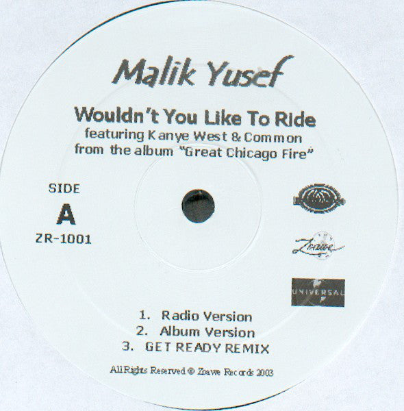 Malik Yusef : Wouldn't You Like To Ride (12")