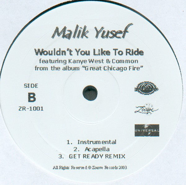 Malik Yusef : Wouldn't You Like To Ride (12")