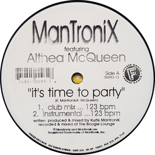 Mantronix Featuring Althea McQueen : It's Time To Party (12")