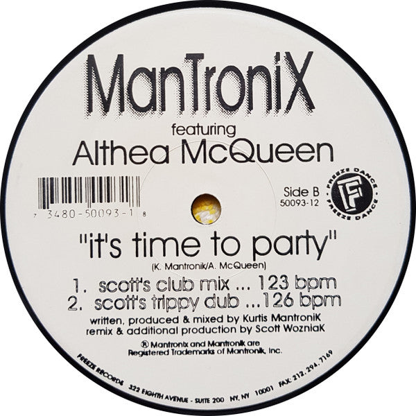 Mantronix Featuring Althea McQueen : It's Time To Party (12")