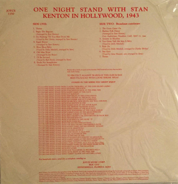 Stan Kenton : One Night Stand With Stan Kenton In Hollywood, 1943 (LP)