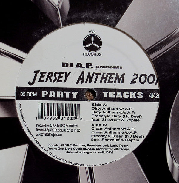 DJ A.P. : Jersey Anthem 2001 (12", EP)