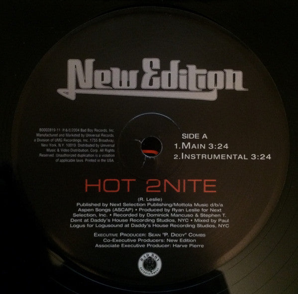 New Edition : Hot 2Nite (12")