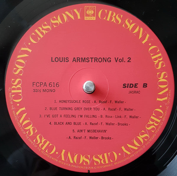 Louis Armstrong : Louis Armstrong Vol. 2 (LP, Comp, Mono, Club)