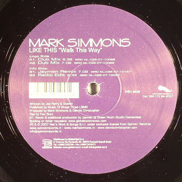 Mark Simmons : Like This "Walk This Way" (12")