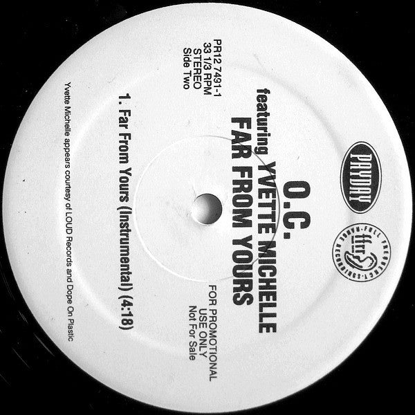 O.C. Featuring Yvette Michele : Far From Yours (12", Promo)