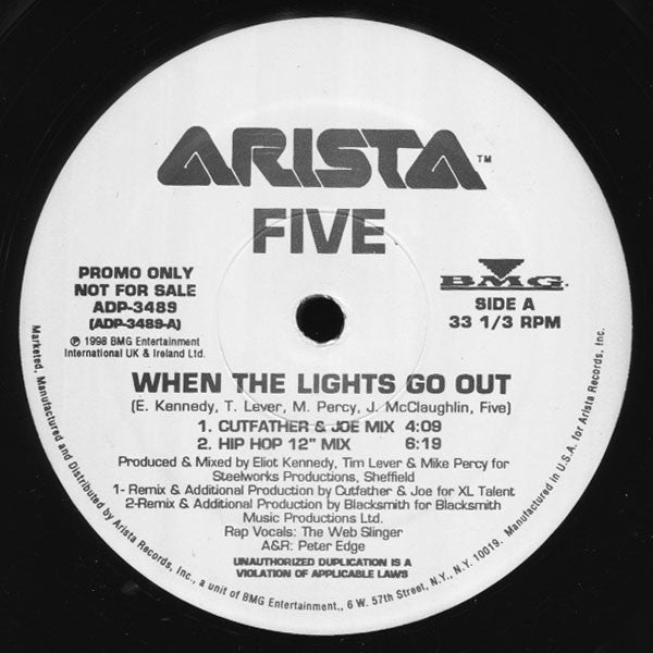 Five : When The Lights Go Out (12", Promo)