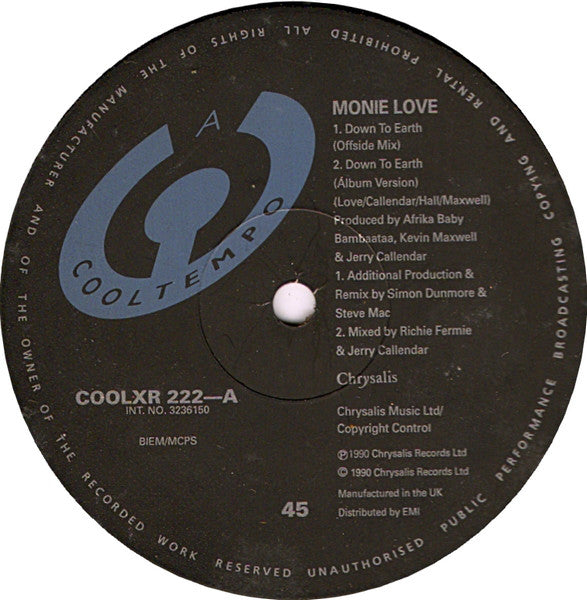 Monie Love : Down To Earth (The Remixes) (12")