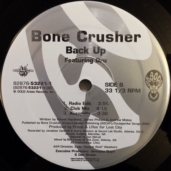 Bone Crusher (2) : Never Scared (The Takeover Remix) / Back Up (12")