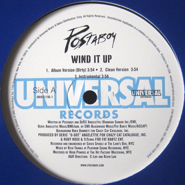 Postaboy : Wind It Up (12", Single, Promo)